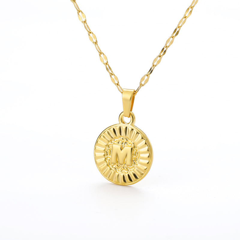English Alphabet Disc Necklace Women And Men