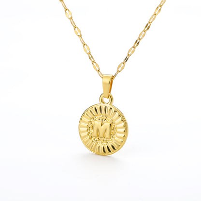 English Alphabet Disc Necklace Women And Men