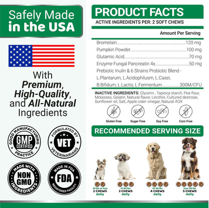 No Poo Chews for Dogs   170 Ct   Coprophagia No Poop Eating Deterrent for Dogs   Stop Eating Poop for Canine   Probiotics & Digestive Enzymes Supplement   Made in USA