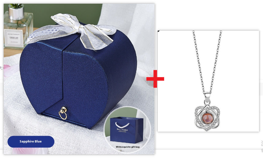 Apple Rose Jewelry Box Necklace Ring Ornament For Friends Christmas Valentine's Day