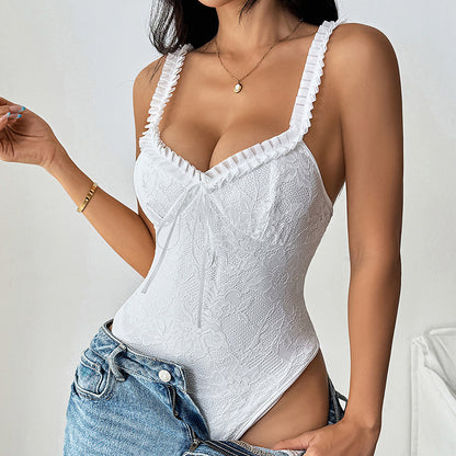 New Lace Ruffle-Trimmed Camisole Jumpsuit