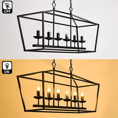 6-Light Black Linear Candle Chandelier