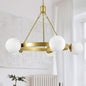 5 Light Black Globe Wagon Wheel Chandelier