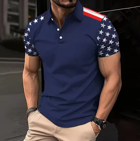 Mens Patterned Streetwear Loose-fitting Short-sleeve T-shirt