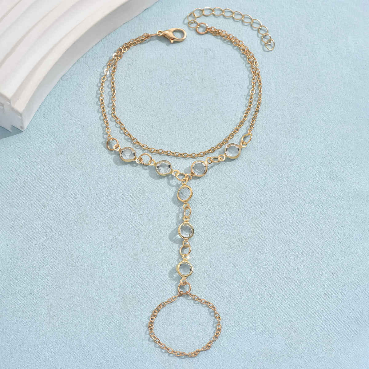 European And American Fashion Minimalist Bracelet Ring Crystal Luxury Mitten-type Bracelet Cross-border Hot Selling Jewelry