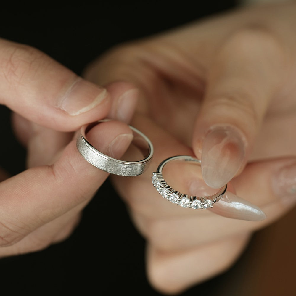 Sterling Silver Round Zircon Simple Plain Silver Ring