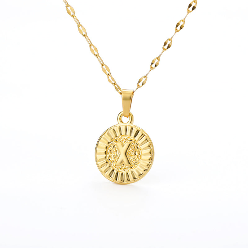 English Alphabet Disc Necklace Women And Men