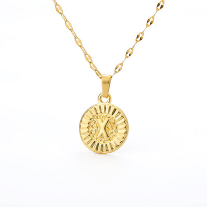 English Alphabet Disc Necklace Women And Men