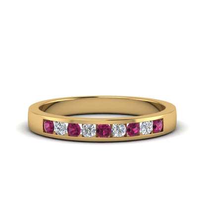 Channel 9 Stone Mens Wedding Ring