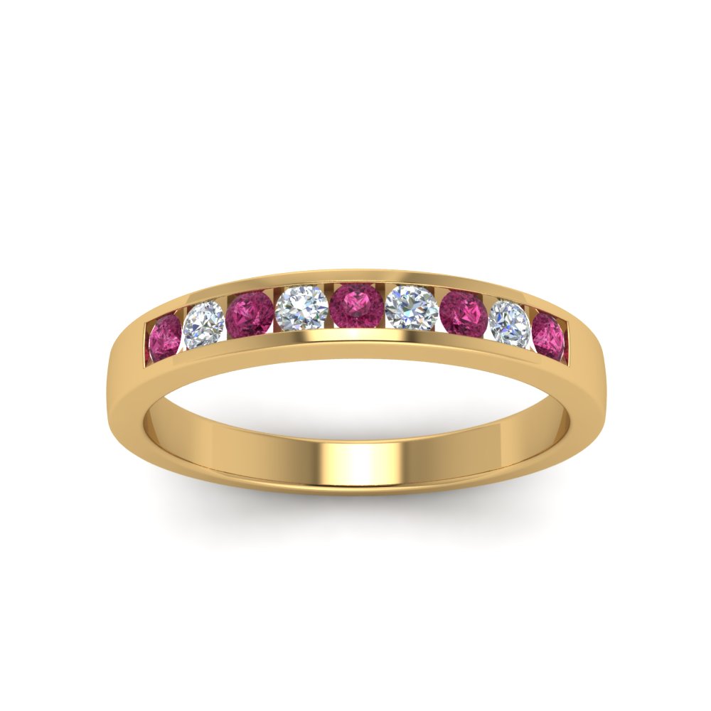 Channel 9 Stone Mens Wedding Ring