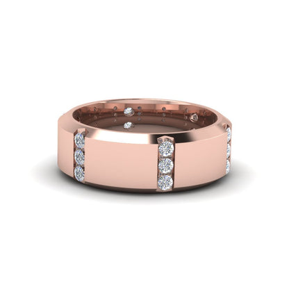Channel Set 3 Stone Mens Anniversary Ring