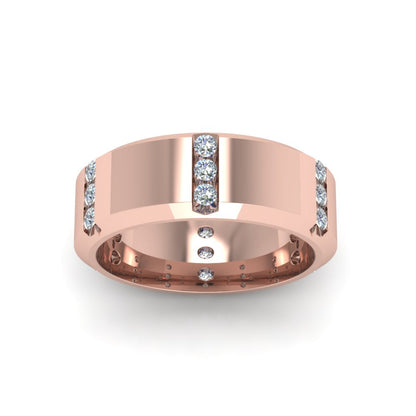 Channel Set 3 Stone Mens Anniversary Ring