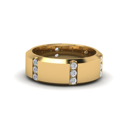 Channel Set 3 Stone Mens Anniversary Ring