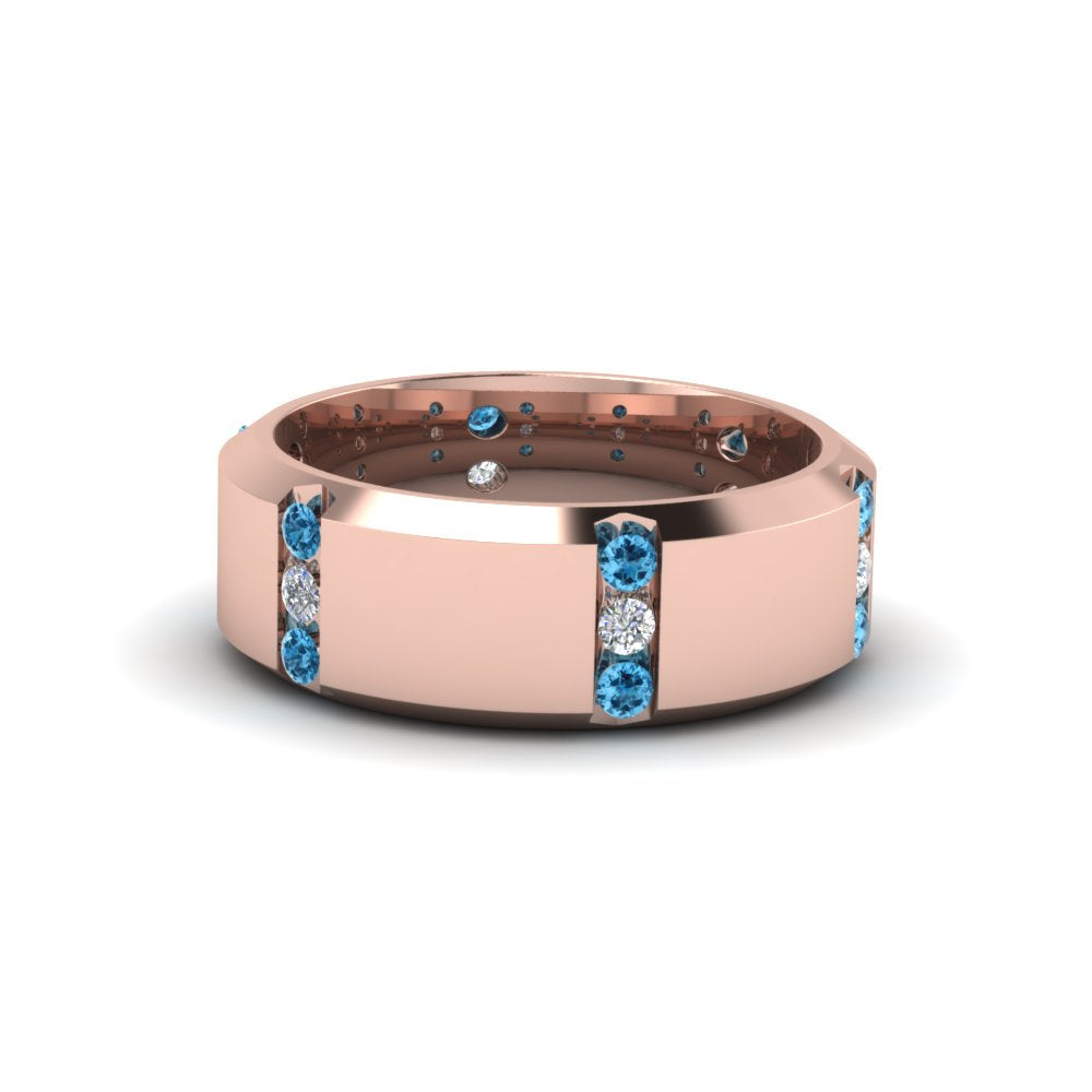 Channel Set 3 Stone Mens Anniversary Ring