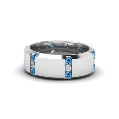 Channel Set 3 Stone Mens Anniversary Ring