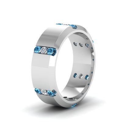 Channel Set 3 Stone Mens Anniversary Ring