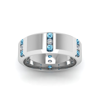 Channel Set 3 Stone Mens Anniversary Ring