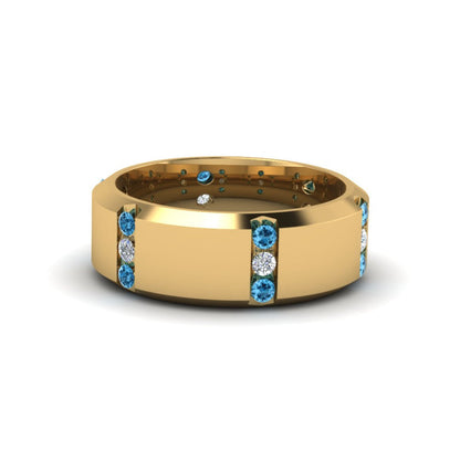Channel Set 3 Stone Mens Anniversary Ring