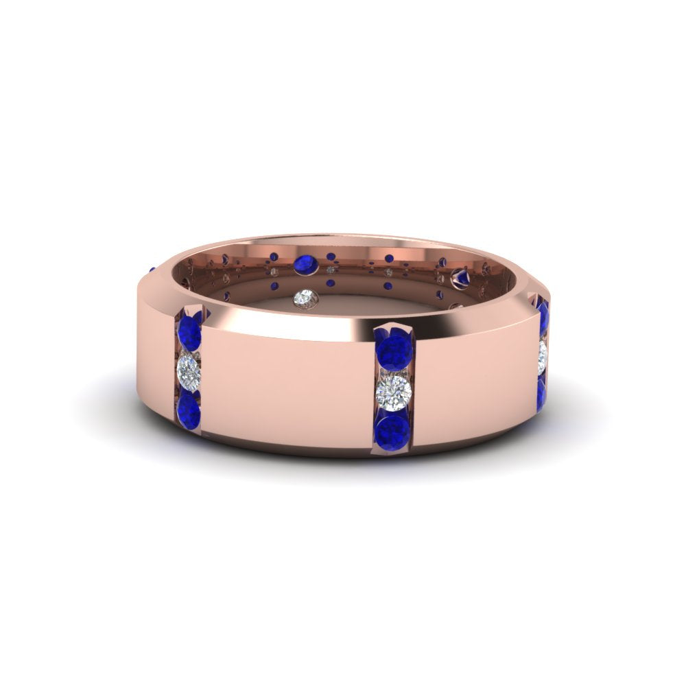 Channel Set 3 Stone Mens Anniversary Ring
