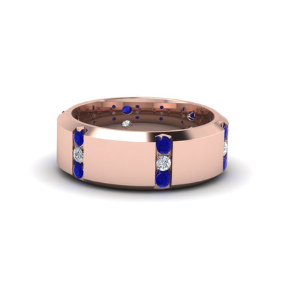 Channel Set 3 Stone Mens Anniversary Ring