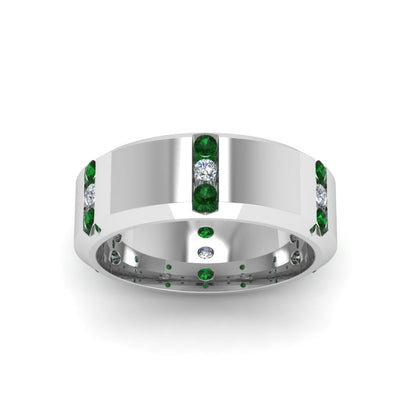 Channel Set 3 Stone Mens Anniversary Ring