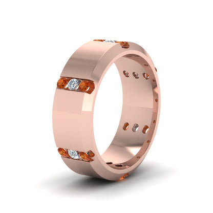 Channel Set 3 Stone Mens Anniversary Ring