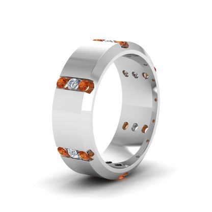 Channel Set 3 Stone Mens Anniversary Ring