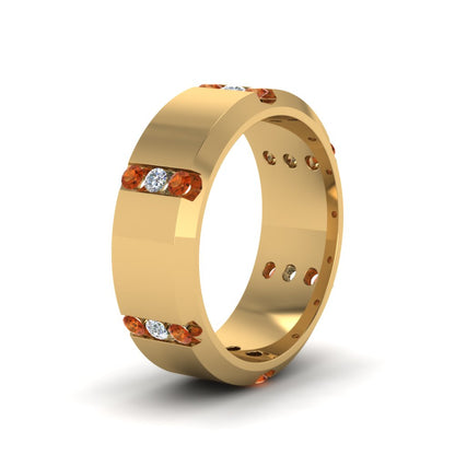 Channel Set 3 Stone Mens Anniversary Ring