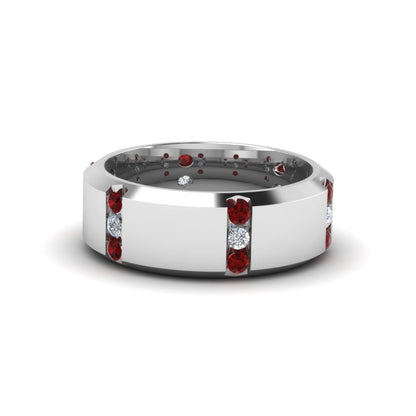 Channel Set 3 Stone Mens Anniversary Ring