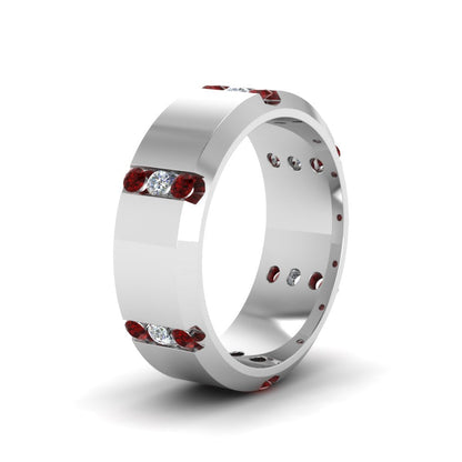 Channel Set 3 Stone Mens Anniversary Ring