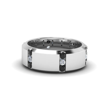 Channel Set 3 Stone Mens Anniversary Ring