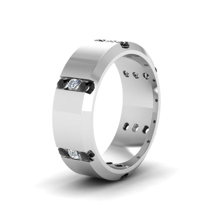 Channel Set 3 Stone Mens Anniversary Ring