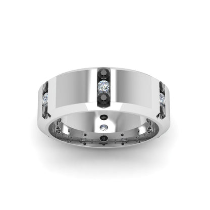 Channel Set 3 Stone Mens Anniversary Ring