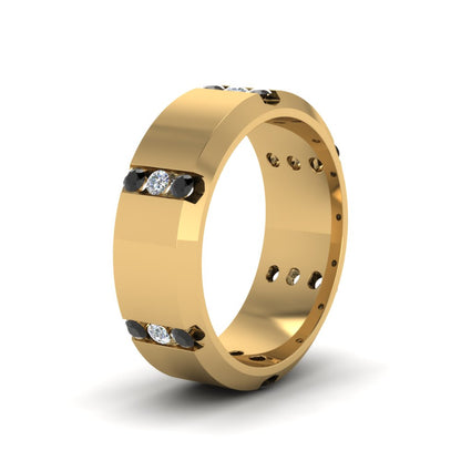Channel Set 3 Stone Mens Anniversary Ring