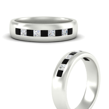 Mens Channel Set Square Wedding Ring