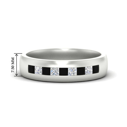 Mens Channel Set Square Wedding Ring