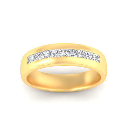 Mens Channel Set Square Wedding Ring