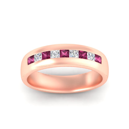 Mens Channel Set Square Wedding Ring