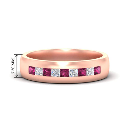 Mens Channel Set Square Wedding Ring