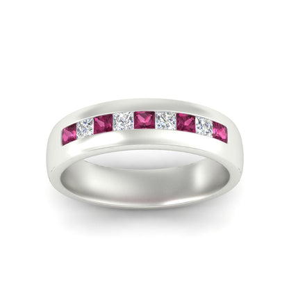 Mens Channel Set Square Wedding Ring