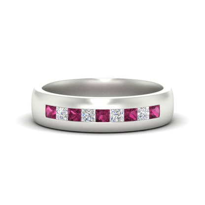 Mens Channel Set Square Wedding Ring