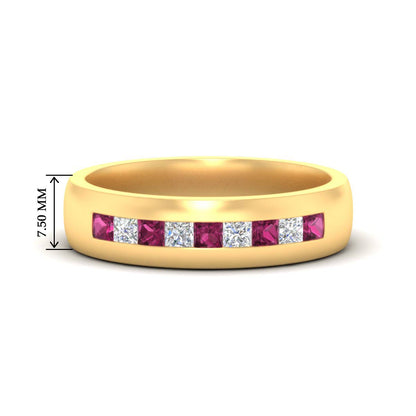 Mens Channel Set Square Wedding Ring