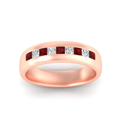 Mens Channel Set Square Wedding Ring