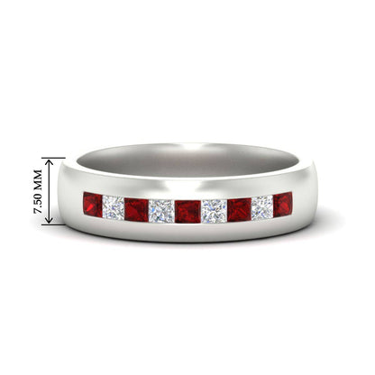 Mens Channel Set Square Wedding Ring