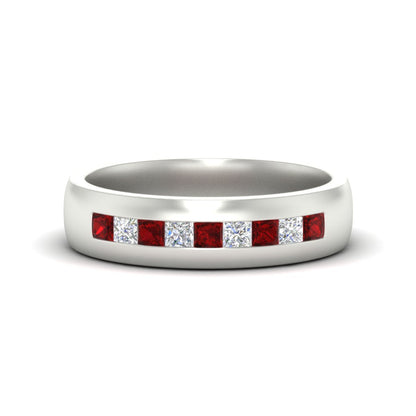 Mens Channel Set Square Wedding Ring