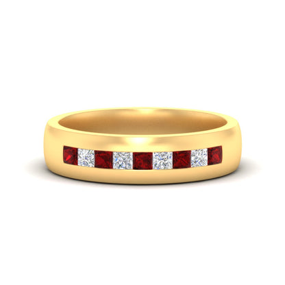 Mens Channel Set Square Wedding Ring