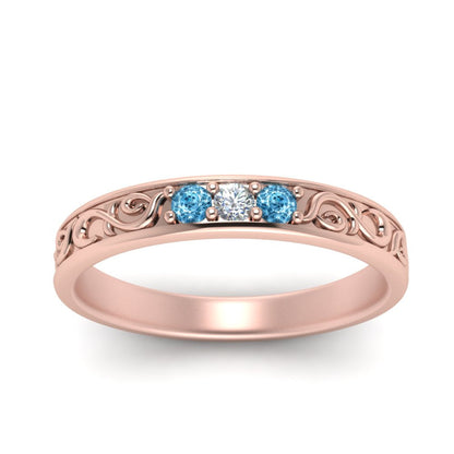 Classic Mens 3 Stone Wedding Band