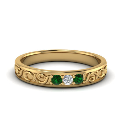 Classic Mens 3 Stone Wedding Band