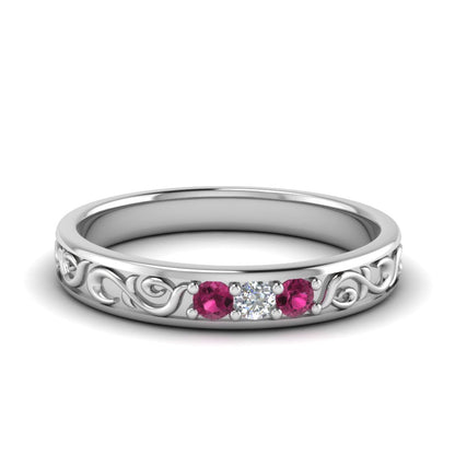 Classic Mens 3 Stone Wedding Band