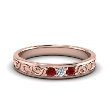 Classic Mens 3 Stone Wedding Band